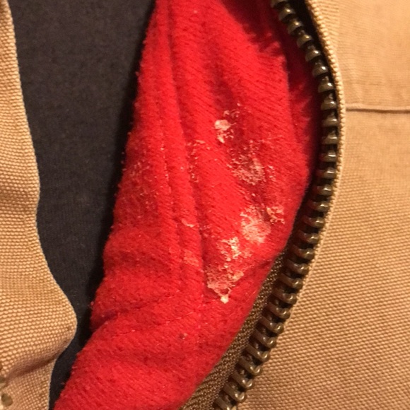 Vintage Red Quilt Lined Tan Carhartt Jacket NO HOOD - Picture 10 of 16